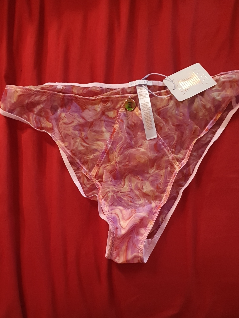 🐞Savage X Fenty Pink Swirl Sheer Bikini Panty